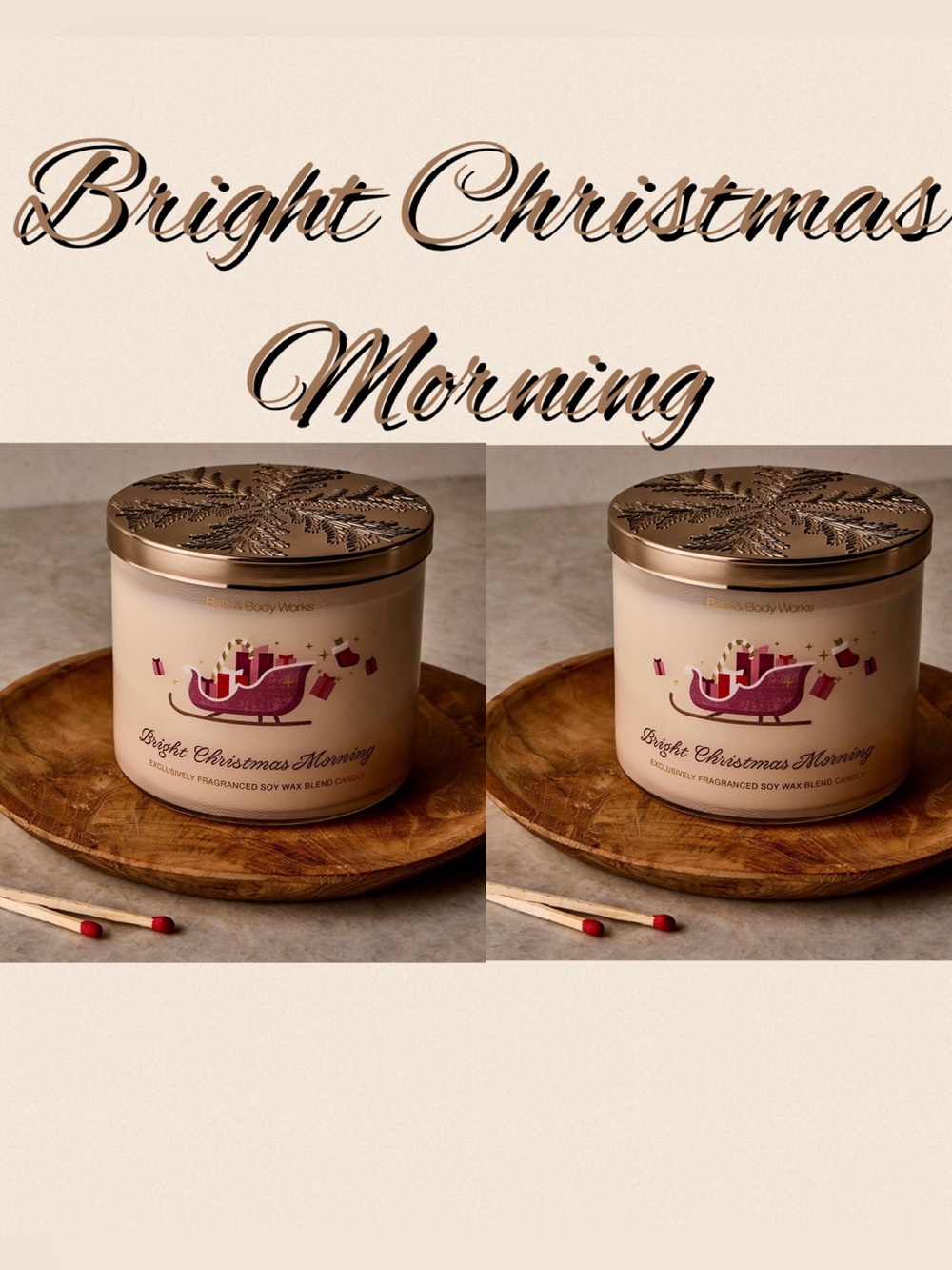 Bath & Body Works Bright Christmas Morning 3-Wick Candle x2